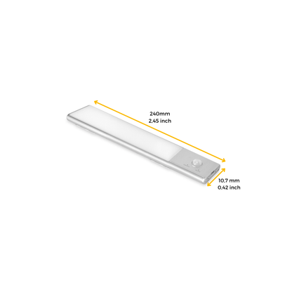Emuca Lampada LED ricaricabile con USB Kaus con sensore di movimento, L240mm, Tecnoplastica e Alluminio, Anodizzato opaco