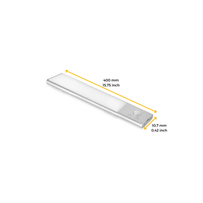 Emuca Lampada LED ricaricabile con USB Kaus con sensore di movimento, L400mm, Tecnoplastica e Alluminio, Anodizzato opaco