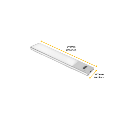 Emuca Lampada LED ricaricabile USBKaus con sensore di prossimità, L240mm, Tecnoplastica e Alluminio, Anodizzato opaco