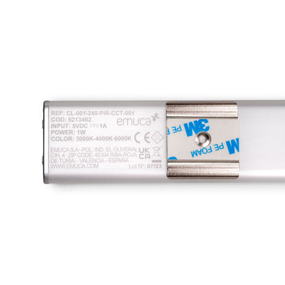 Emuca Lampada LED ricaricabile USBKaus con sensore di prossimità, L240mm, Tecnoplastica e Alluminio, Anodizzato opaco