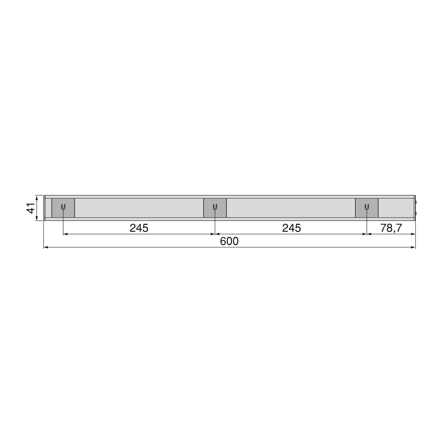 Emuca Lampada LED ricaricabile con USB Kaus con sensore di prossimità, L600mm, Tecnoplastica e Alluminio, Anodizzato opaco