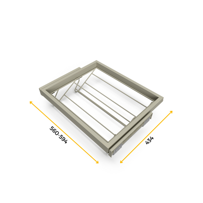 Emuca Kit di porta scarpe in metallo e telaio scorrevole a chiusura ammortizzata per armadio, regolabile, modulo 600 mm, Grigio pietra