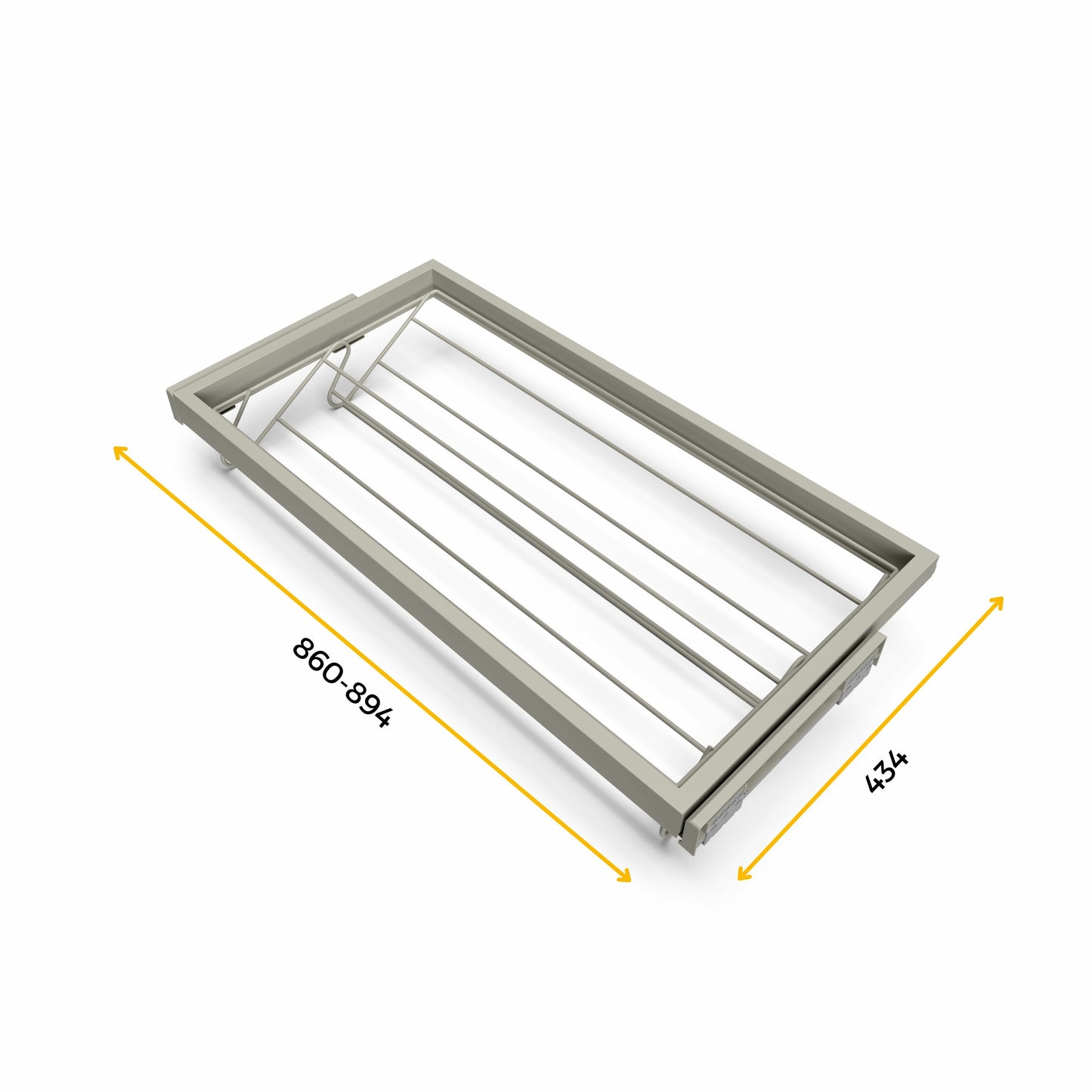 Emuca Kit di porta scarpe in metallo e telaio con guide a chiusura ammortizzata per armadio, regolabile, modulo 900 mm, Grigio pietra