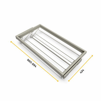 Emuca Kit di porta scarpe in metallo e telaio con guide a chiusura ammortizzata per armadio, regolabile, modulo 900 mm, Grigio pietra
