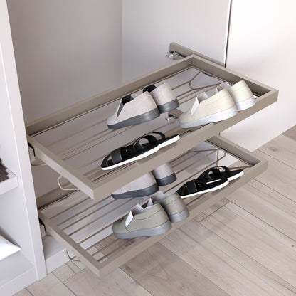 Emuca Kit di porta scarpe in metallo e telaio con guide a chiusura ammortizzata per armadio, regolabile, modulo 900 mm, Grigio pietra