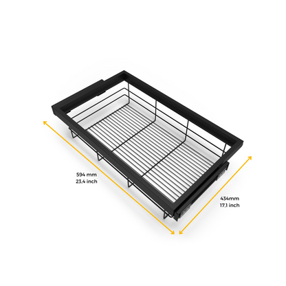 Emuca Kit di cestello in filo e telaio a scorrimento con chiusura ammortizzata per armadio, regolabile, modulo 600 mm, Grigio pietra