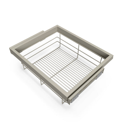 Emuca Kit di cestello in filo e telaio a scorrimento con chiusura ammortizzata per armadio, regolabile, modulo 600 mm, Grigio pietra