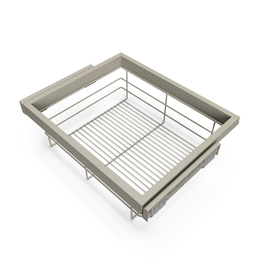 Emuca Kit di cestello in filo e telaio a scorrimento con chiusura ammortizzata per armadio, regolabile, modulo 600 mm, Grigio pietra