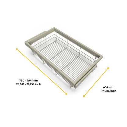 Emuca Kit di cestello in filo e telaio a scorrimento con chiusura ammortizzata per armadio, regolabile, modulo 800 mm, Grigio pietra