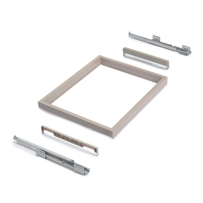 Emuca Kit di cestello in filo e telaio a scorrimento con chiusura ammortizzata per armadio, regolabile, modulo 800 mm, Grigio pietra