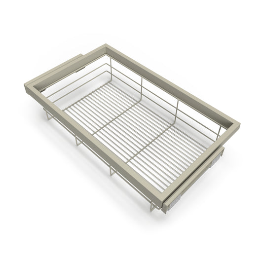 Emuca Kit di cestello in filo e telaio a scorrimento con chiusura ammortizzata per armadio, regolabile, modulo 800 mm, Grigio pietra