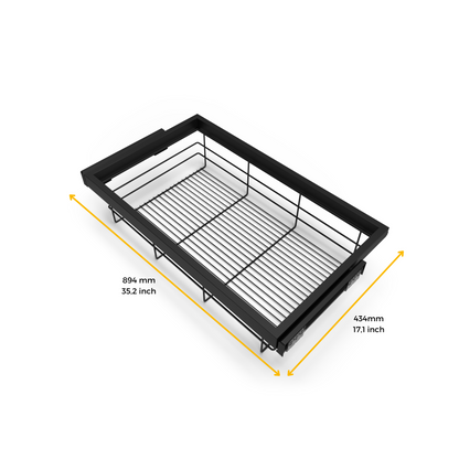 Emuca Kit di cestello in filo e telaio a scorrimento con chiusura ammortizzata per armadio, regolabile, modulo 900 mm, Grigio pietra