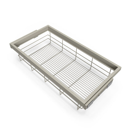 Emuca Kit di cestello in filo e telaio a scorrimento con chiusura ammortizzata per armadio, regolabile, modulo 900 mm, Grigio pietra