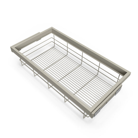 Emuca Kit di cestello in filo e telaio a scorrimento con chiusura ammortizzata per armadio, regolabile, modulo 900 mm, Grigio pietra
