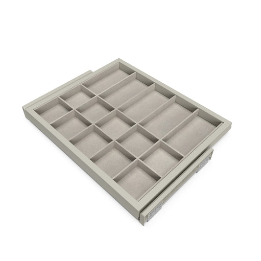 Emuca Kit di cassetto organizzatore e telaio a scorrimento con chiusura ammortizzata per armadio, regolabile, modulo 600 mm, Grigio pietra