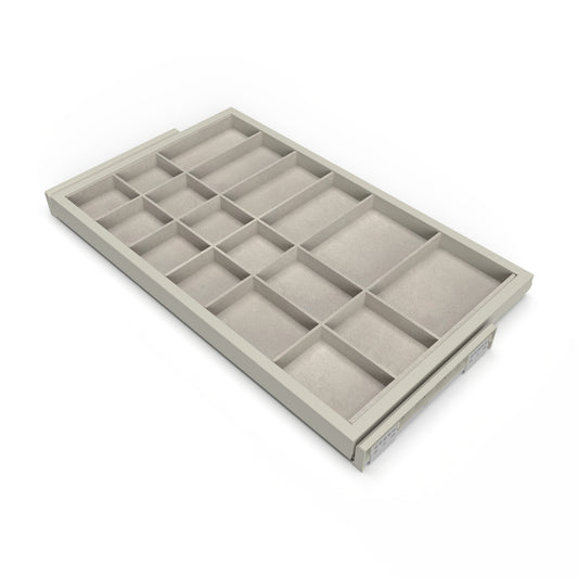 Emuca Kit di cassetto organizzatore e telaio a scorrimento con chiusura ammortizzata per armadio, regolabili, modulo 800 mm, Grigio pietra