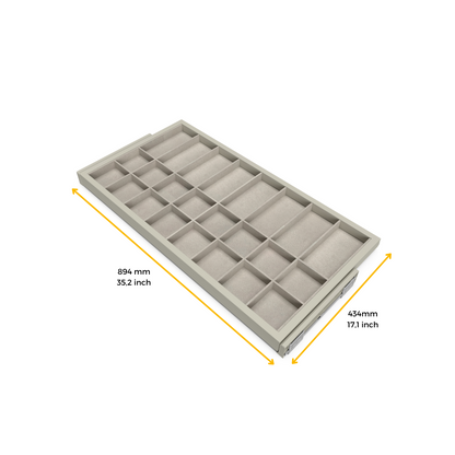 Emuca Kit di cassetto organizzatore e telaio a scorrimento con chiusura ammortizzata per armadio, regolabili, modulo 900 mm, Grigio pietra