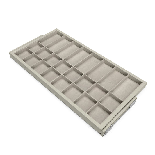 Emuca Kit di cassetto organizzatore e telaio a scorrimento con chiusura ammortizzata per armadio, regolabili, modulo 900 mm, Grigio pietra