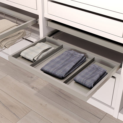 Emuca Kit di vassoio metallico e telaio a scorrimento con chiusura ammortizzata per armadio, regolabile, modulo 600 mm, Grigio pietra