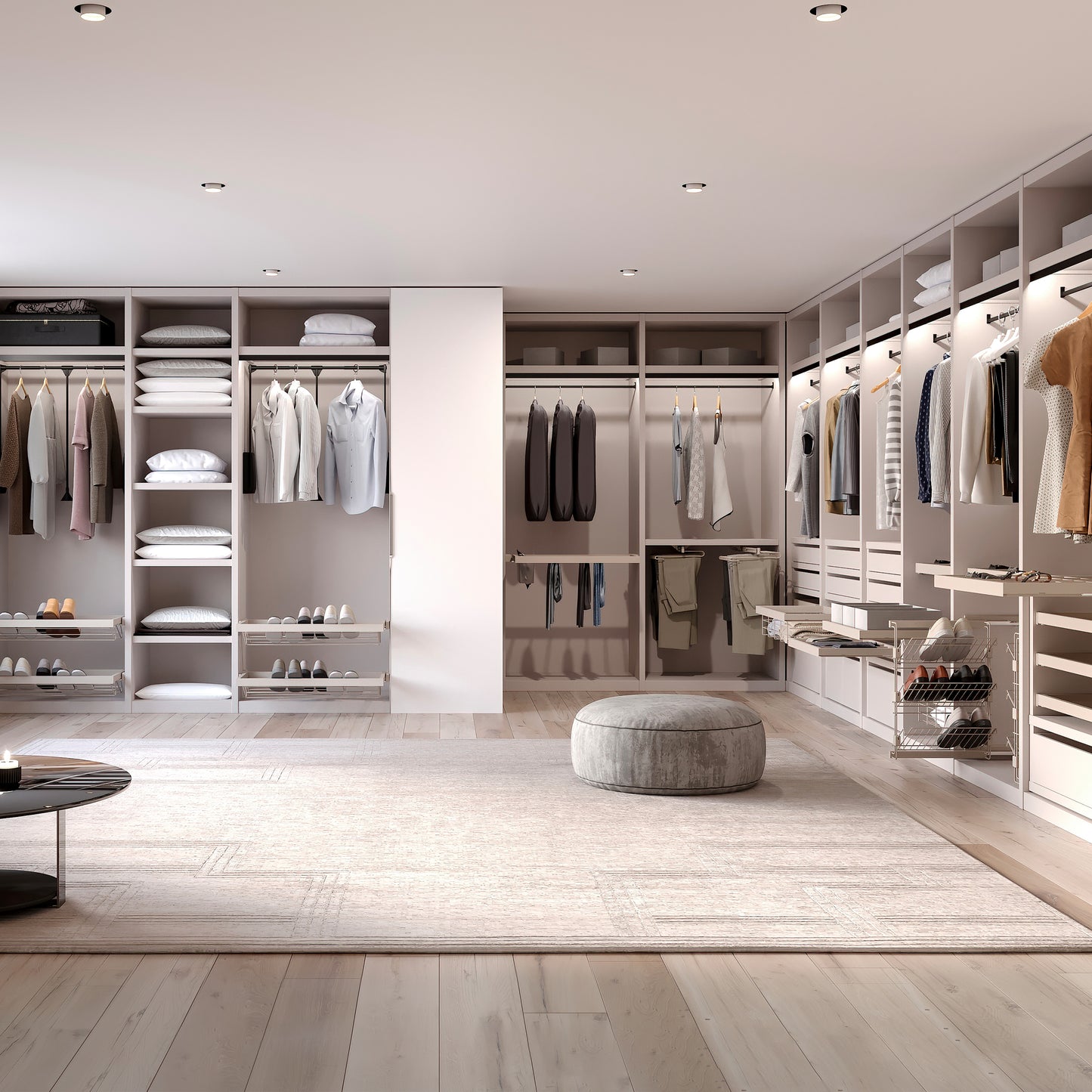 Emuca Kit di vassoio metallico e telaio a scorrimento con chiusura ammortizzata per armadio, regolabile, modulo 600 mm, Grigio pietra
