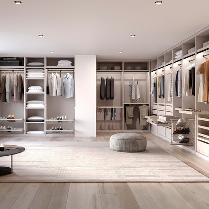 Emuca Kit di vassoio metallico e telaio a scorrimento con chiusura ammortizzata per armadio, regolabile, modulo 600 mm, Grigio pietra