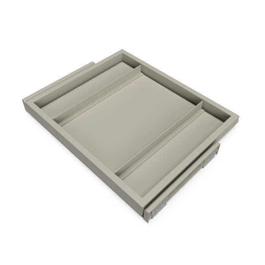 Emuca Kit di vassoio metallico e telaio a scorrimento con chiusura ammortizzata per armadio, regolabile, modulo 600 mm, Grigio pietra