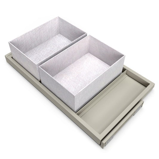 Emuca Kit di vassoio, 2 cestini organizzatori e telaio a scorrimento con chiusura ammortizzata per armadi, regolabile, modulo 800 mm, Grigio pietra