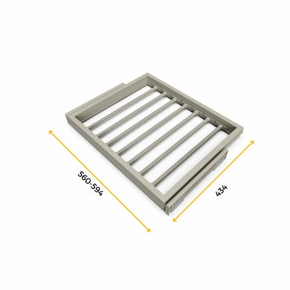Emuca Kit di 7 aste portapantaloni e telaio a scorrimento Hack per armadi, chiusura ammortizzata, regolabile, modulo 600 mm, Grigio pietra