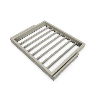 Emuca Kit di 7 aste portapantaloni e telaio a scorrimento Hack per armadi, chiusura ammortizzata, regolabile, modulo 600 mm, Grigio pietra