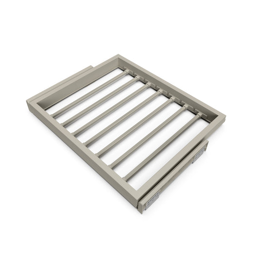 Emuca Kit di 7 aste portapantaloni e telaio a scorrimento Hack per armadi, chiusura ammortizzata, regolabile, modulo 600 mm, Grigio pietra