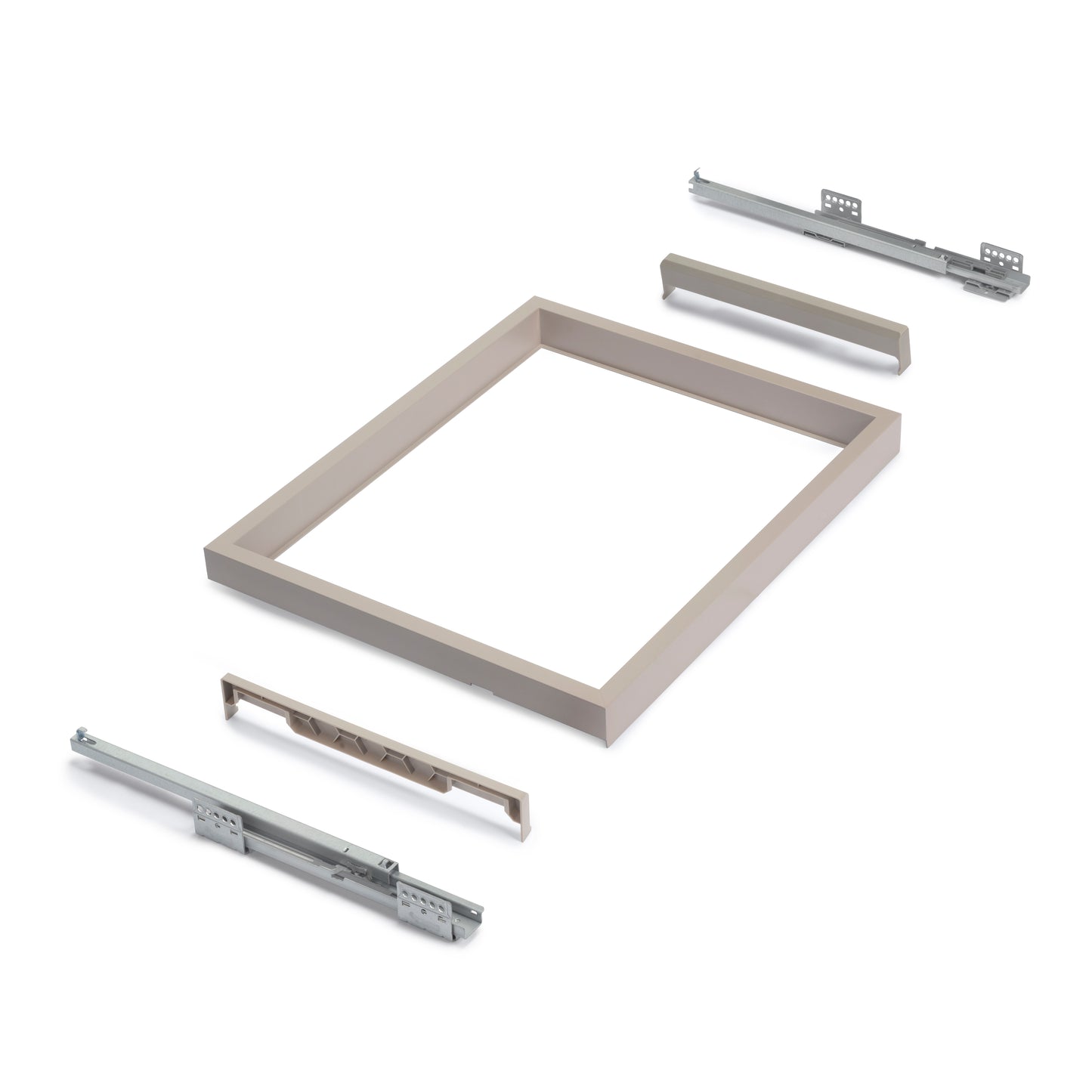 Emuca Kit di 7 aste portapantaloni, 1 vassoio e 1 telaio a scorrimento con chiusura ammortizzata per armadi, regolabile, modulo 800 mm, Grigio pietra