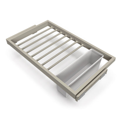 Emuca Kit di 7 aste portapantaloni, 1 vassoio e 1 telaio a scorrimento con chiusura ammortizzata per armadi, regolabile, modulo 800 mm, Grigio pietra