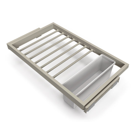 Emuca Kit di 7 aste portapantaloni, 1 vassoio e 1 telaio a scorrimento con chiusura ammortizzata per armadi, regolabile, modulo 800 mm, Grigio pietra