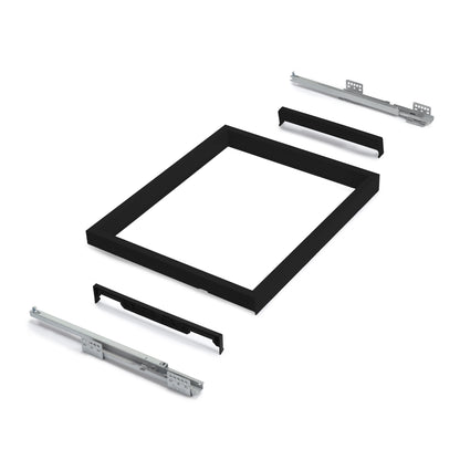 Emuca Kit di cestello in filo e telaio a scorrimento con chiusura ammortizzata per armadio, regolabile, modulo 600 mm, Nero testurizzato