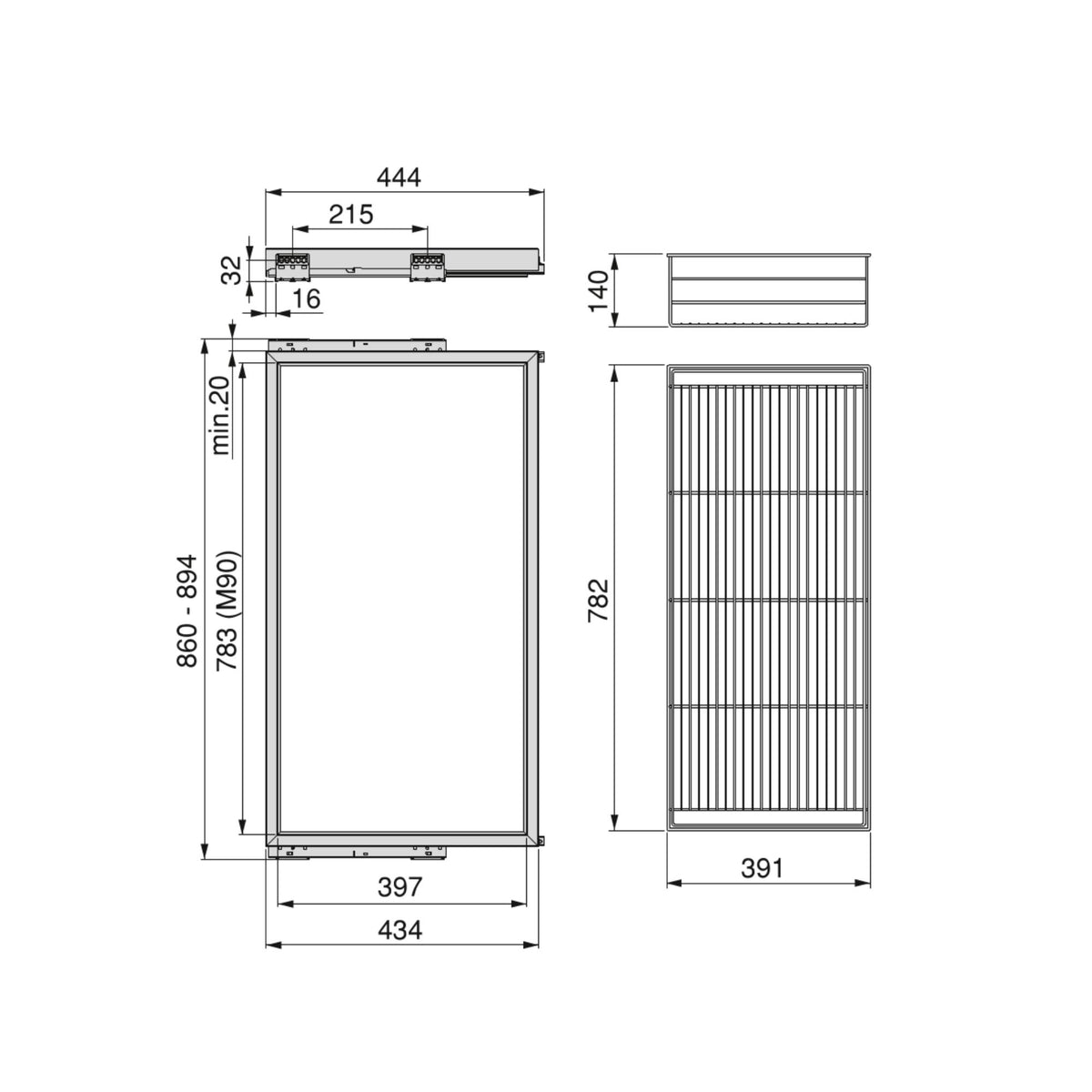 Kit cassetto in filo metallico Hack per armadio