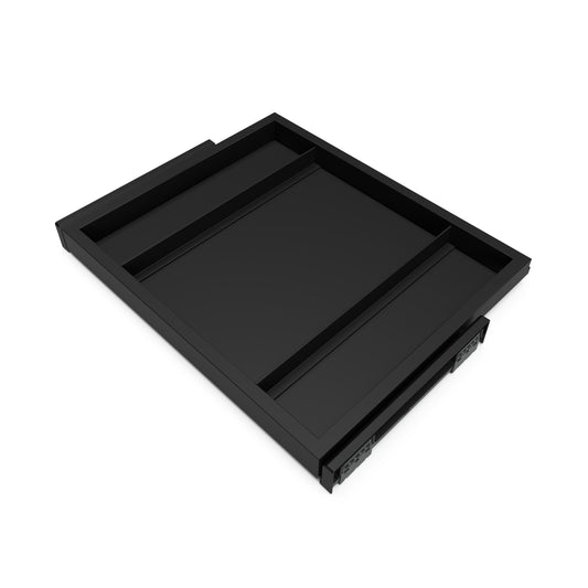 Emuca Kit di vassoio metallico e telaio a scorrimento con chiusura ammortizzata per armadio, regolabile, modulo 600 mm, Nero testurizzato