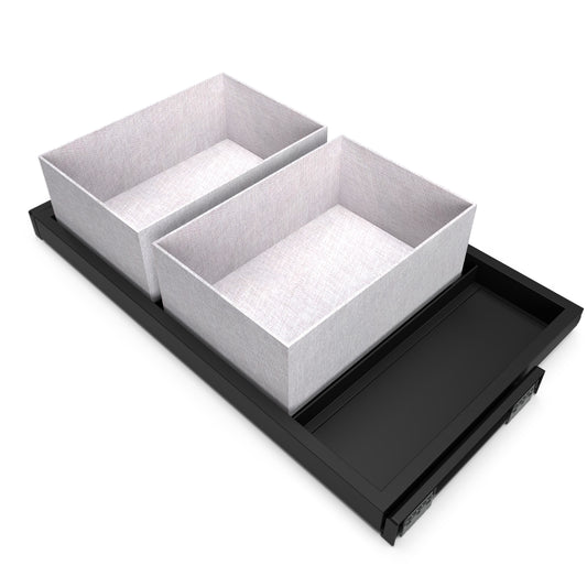 Emuca Kit di vassoio, 2 cestini organizzatori e telaio a scorrimento con chiusura ammortizzata per armadi, regolabile, modulo 800 mm, Nero testurizzato