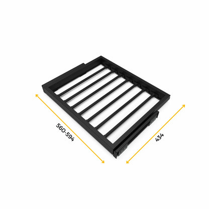 Emuca Kit di 7 aste portapantaloni e telaio a scorrimento con chiusura ammortizzata per armadi, regolabile, modulo 600 mm, testurizzato Nera
