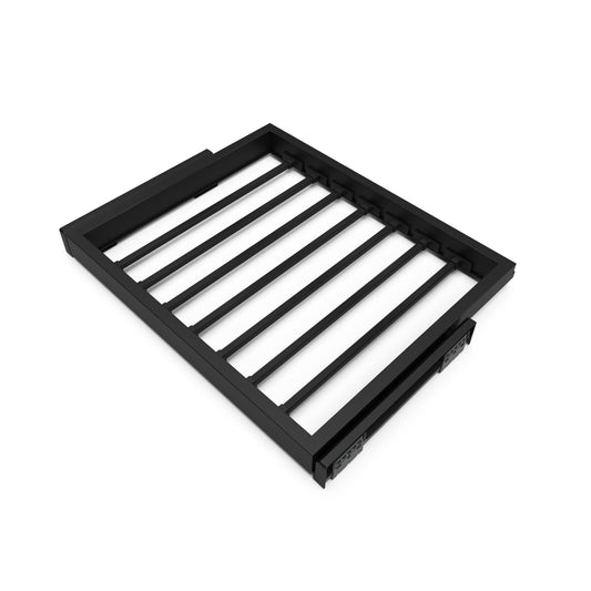 Emuca Kit di 7 aste portapantaloni e telaio a scorrimento con chiusura ammortizzata per armadi, regolabile, modulo 600 mm, testurizzato Nera