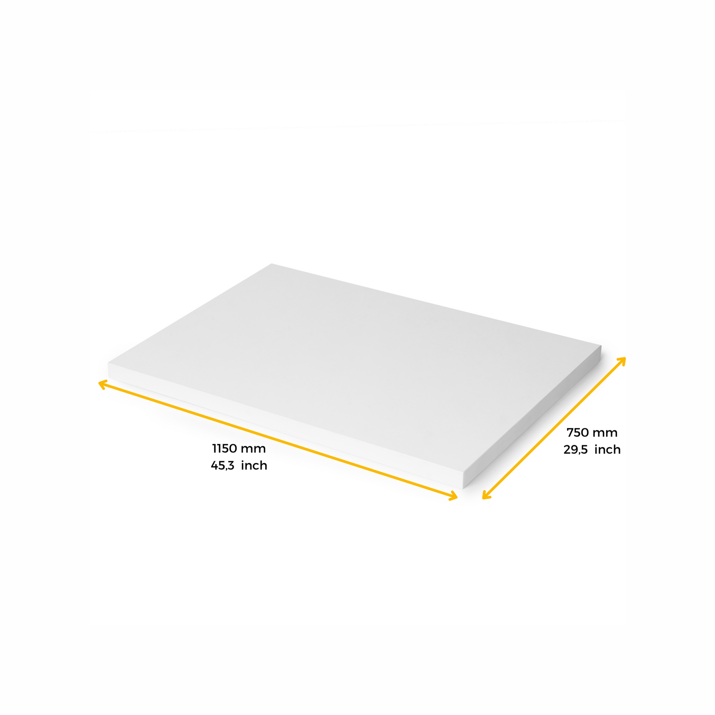 Emuca Piano da tavolo, 1150x750mm, spessore 30mm, Legno, Verniciato bianco