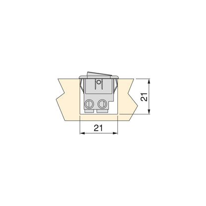 Emuca Lotto di 10 interruttori da incasso D21x21, Tecnoplastica, Grigio