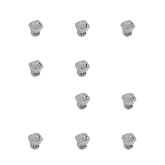 Emuca Lotto di 10 interruttori da incasso D21x21, Tecnoplastica, Grigio