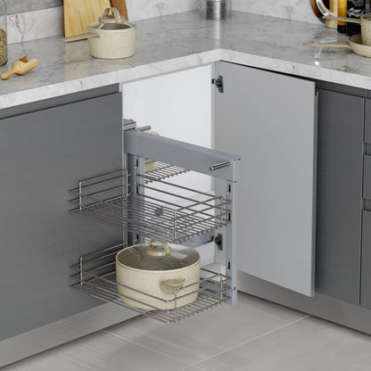 Emuca Sistema angolare estraibile per mobile da cucina Suprastar, Acciaio, Cromato lucido