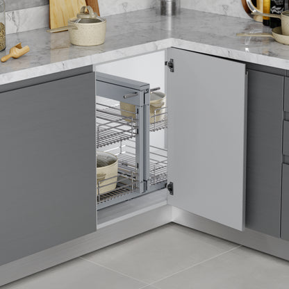 Emuca Sistema angolare estraibile per mobile da cucina Suprastar, Acciaio, Cromato lucido