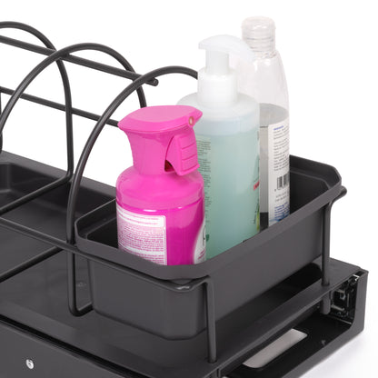 Emuca Vassoio per accessori da cucina con fissaggio sul fondo ed estraibile manualmente, Tecnoplastica Grigio antracite
