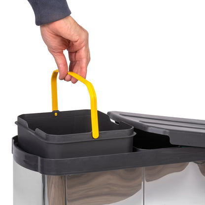Pattumiere per differenziata Recycle Inox da cucina, 2 x 12 L, fissaggio sul fondo ed estrazione manuale/automaticamente