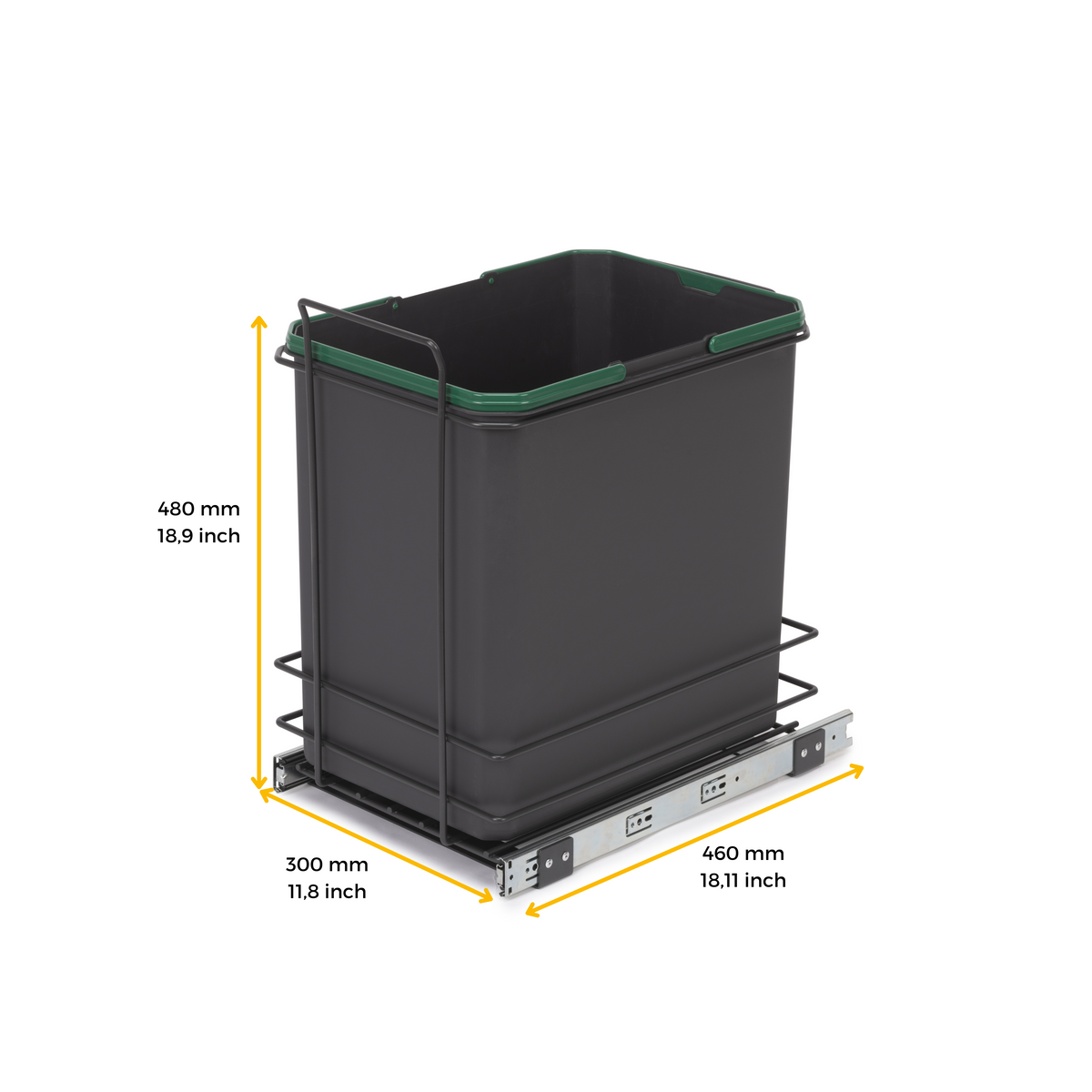 Pattumiera per differenziata Recycle 35 L da cucina, fissaggio sul fondo ed estrazione manuale