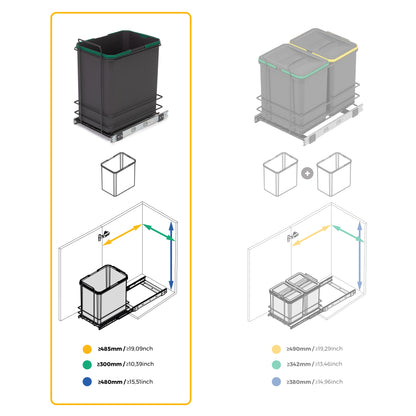 Pattumiera per differenziata Recycle 35 L da cucina, fissaggio sul fondo ed estrazione manuale