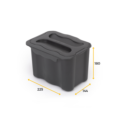 Emuca Recycle contenitore per la raccolta differenziata e per l'appendiabiti Recycle, 1 contenitore da 5 lt, con coperchio, Grigio antracite, Tecnoplastica