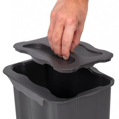 Emuca Recycle contenitore per la raccolta differenziata e per l'appendiabiti Recycle, 1 contenitore da 5 lt, con coperchio, Grigio antracite, Tecnoplastica